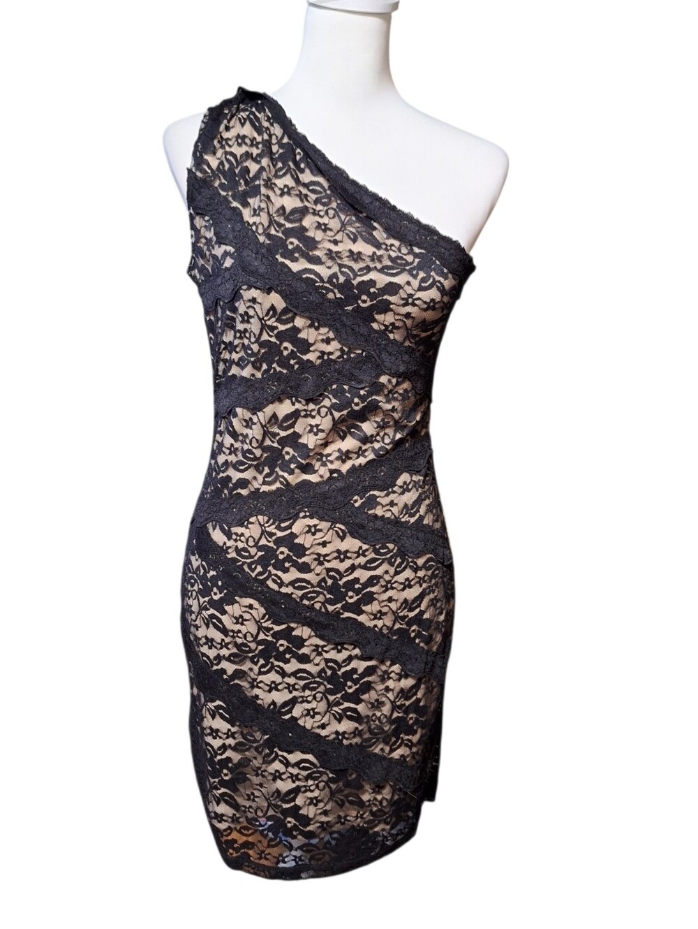Stitch Large Balck Lace Bodycon Dress Cocktail Party Night Out Dark  Romantic